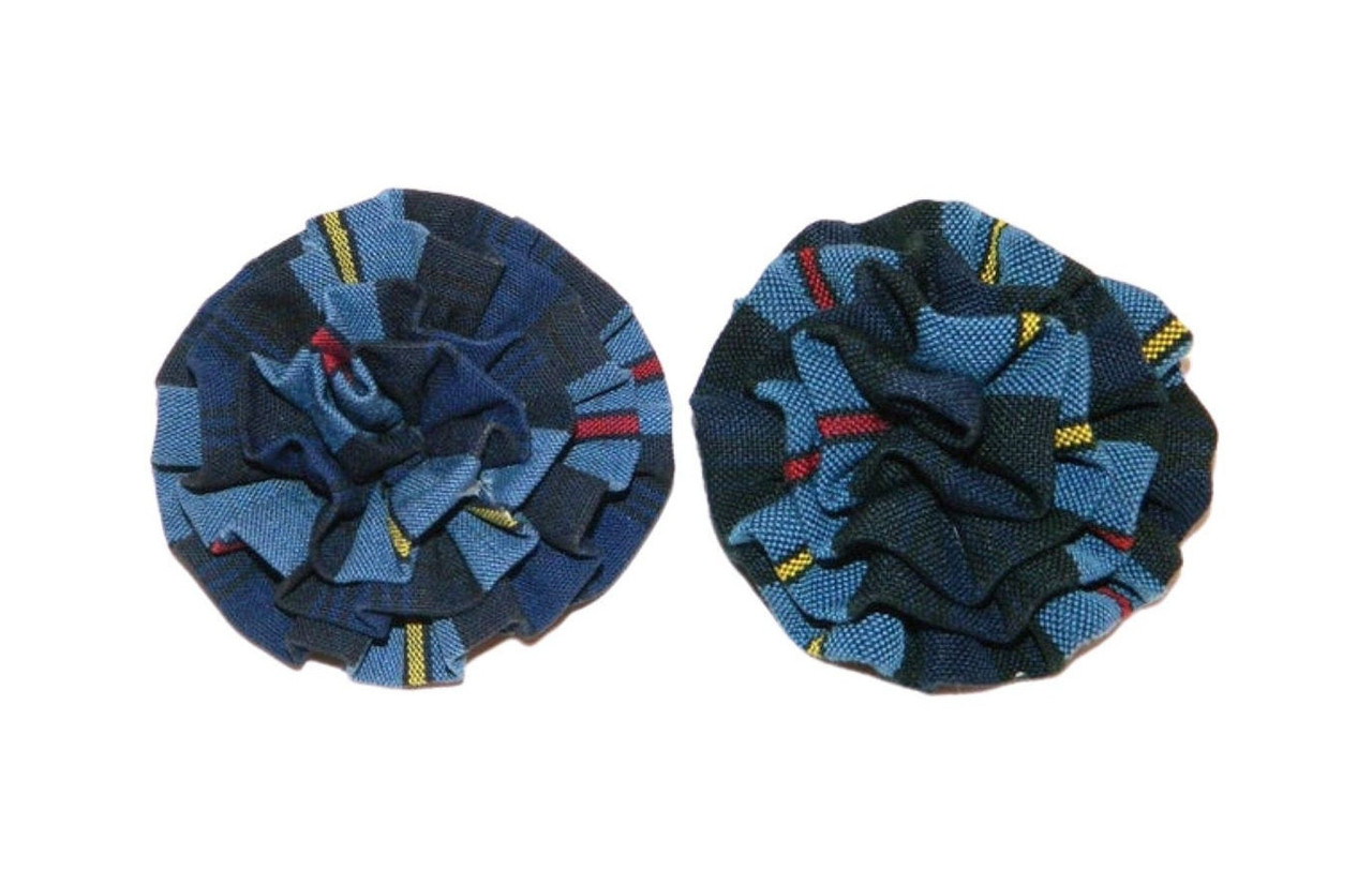 Navy, Red & Yellow Plaid Rosette Hair Clip