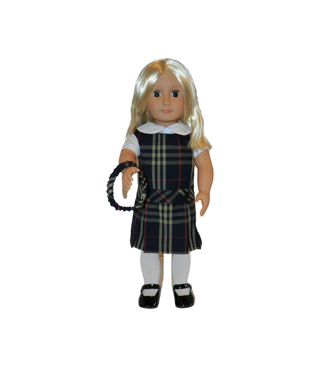 Navy & Tan Plaid Doll Uniform Set