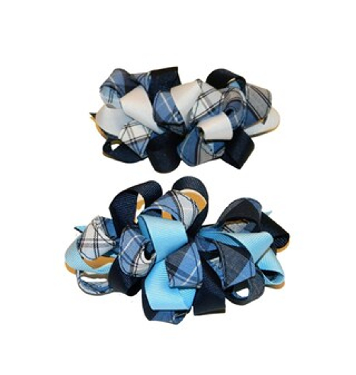 Navy, Lt Blue & White Loopy Hair Bow