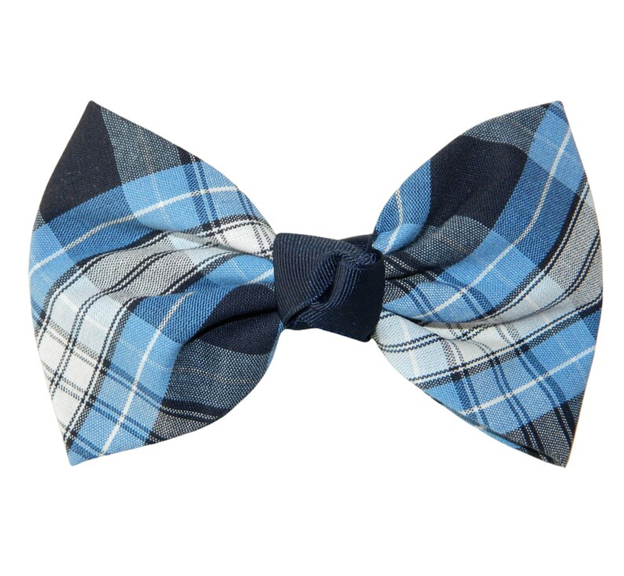 Navy, Lt Blue & White Plaid Kennedy Hair Bow