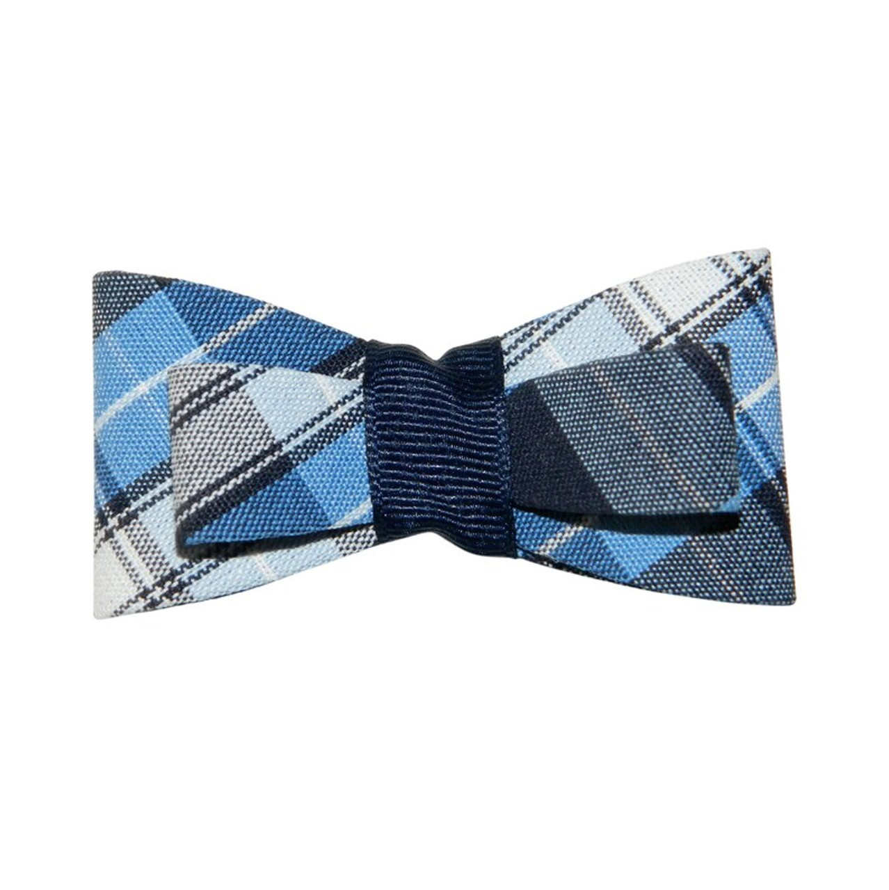 Navy, Lt Blue & White Plaid Tuxedo Hair Bow