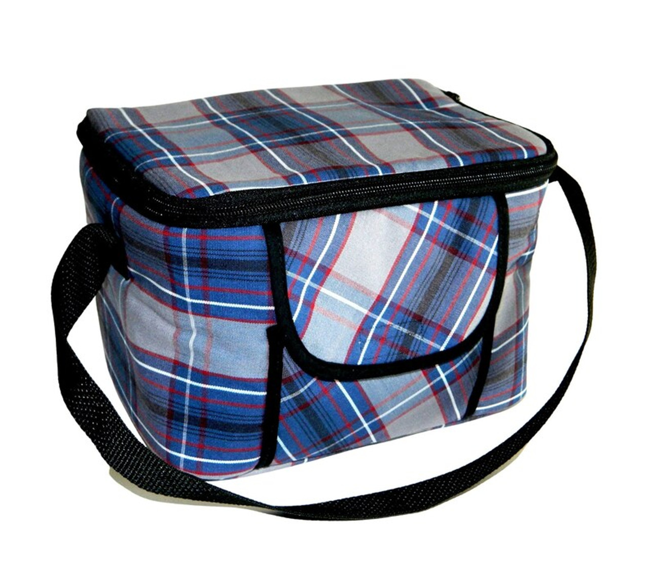 Navy, Gray & Red Plaid Lunch Box