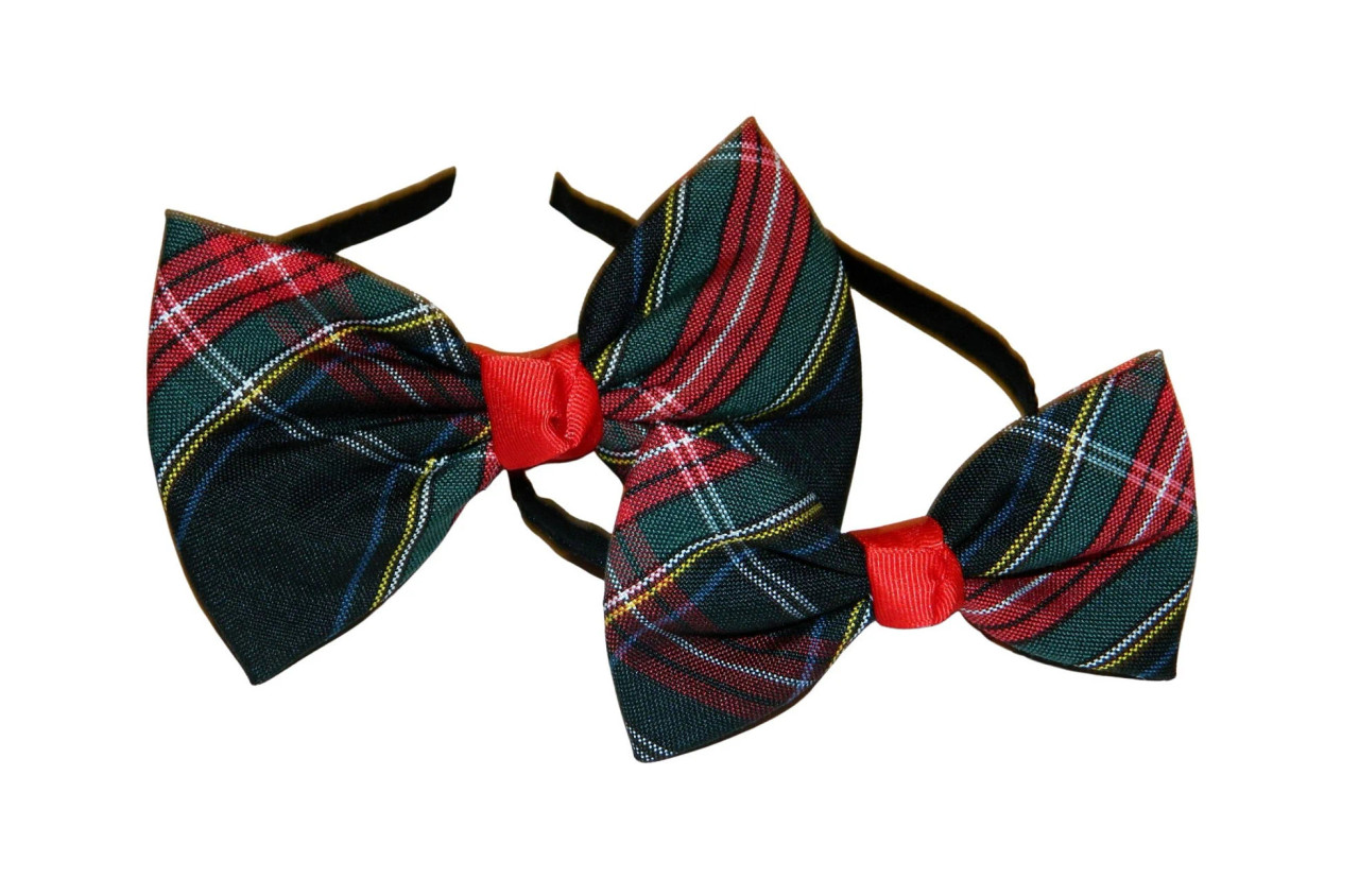 Black, Red & Green Plaid Bow Headband