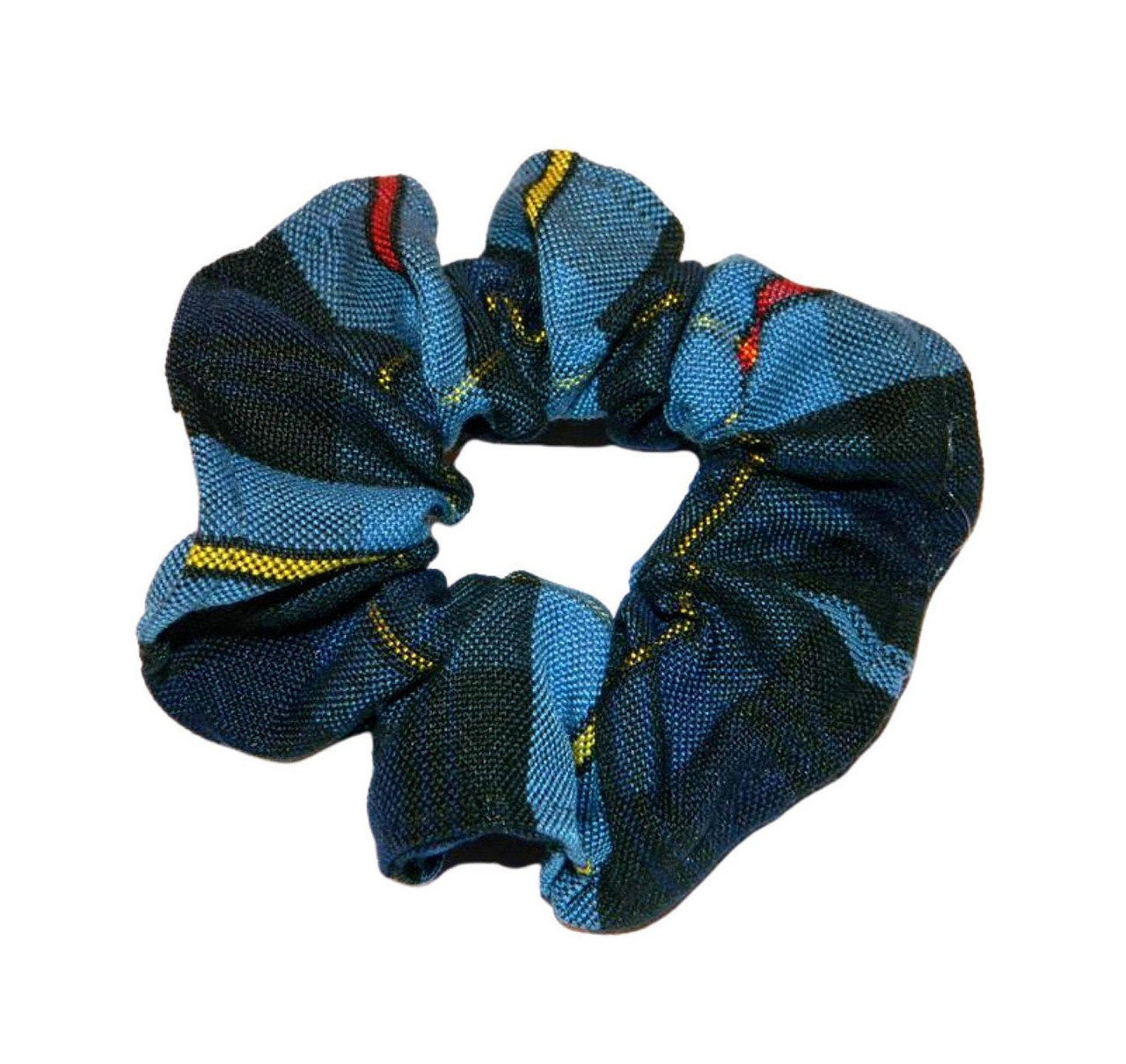 Navy, Red & Yellow Plaid Scrunchie