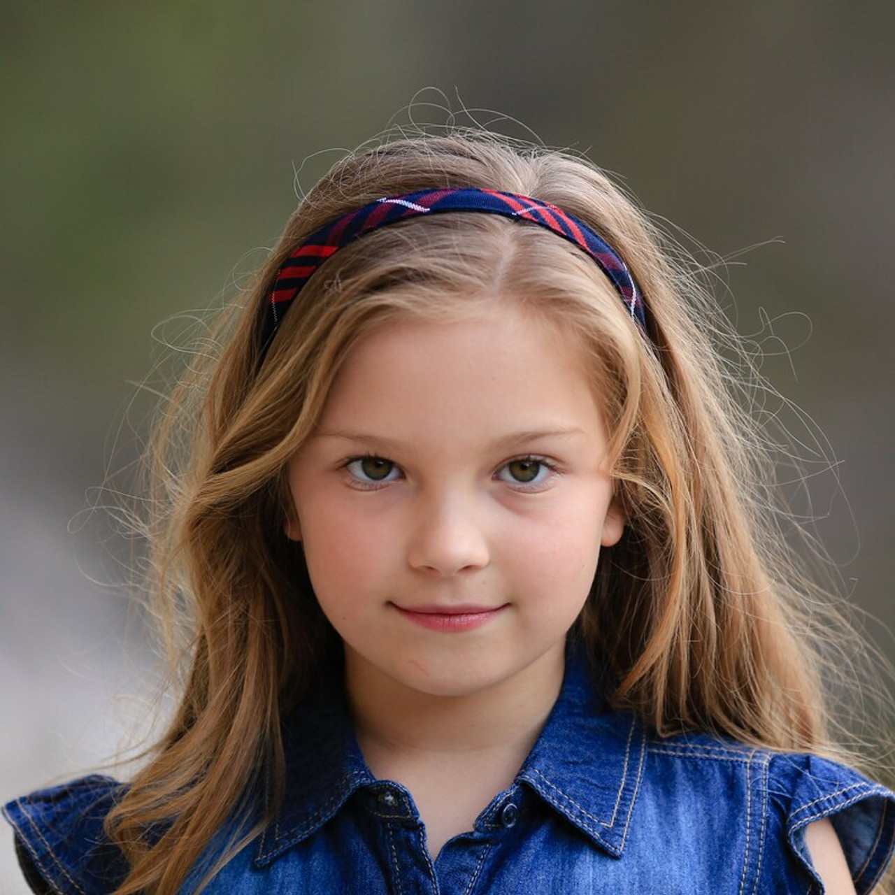 Green, White, & Red Plaid Thin Headband