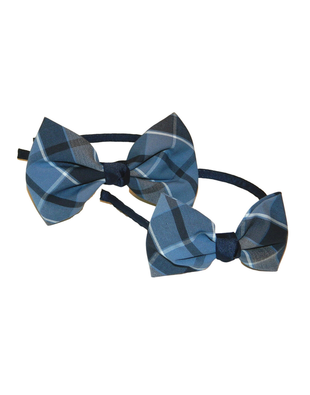 Blue, Gray & Black Plaid Bow Headband