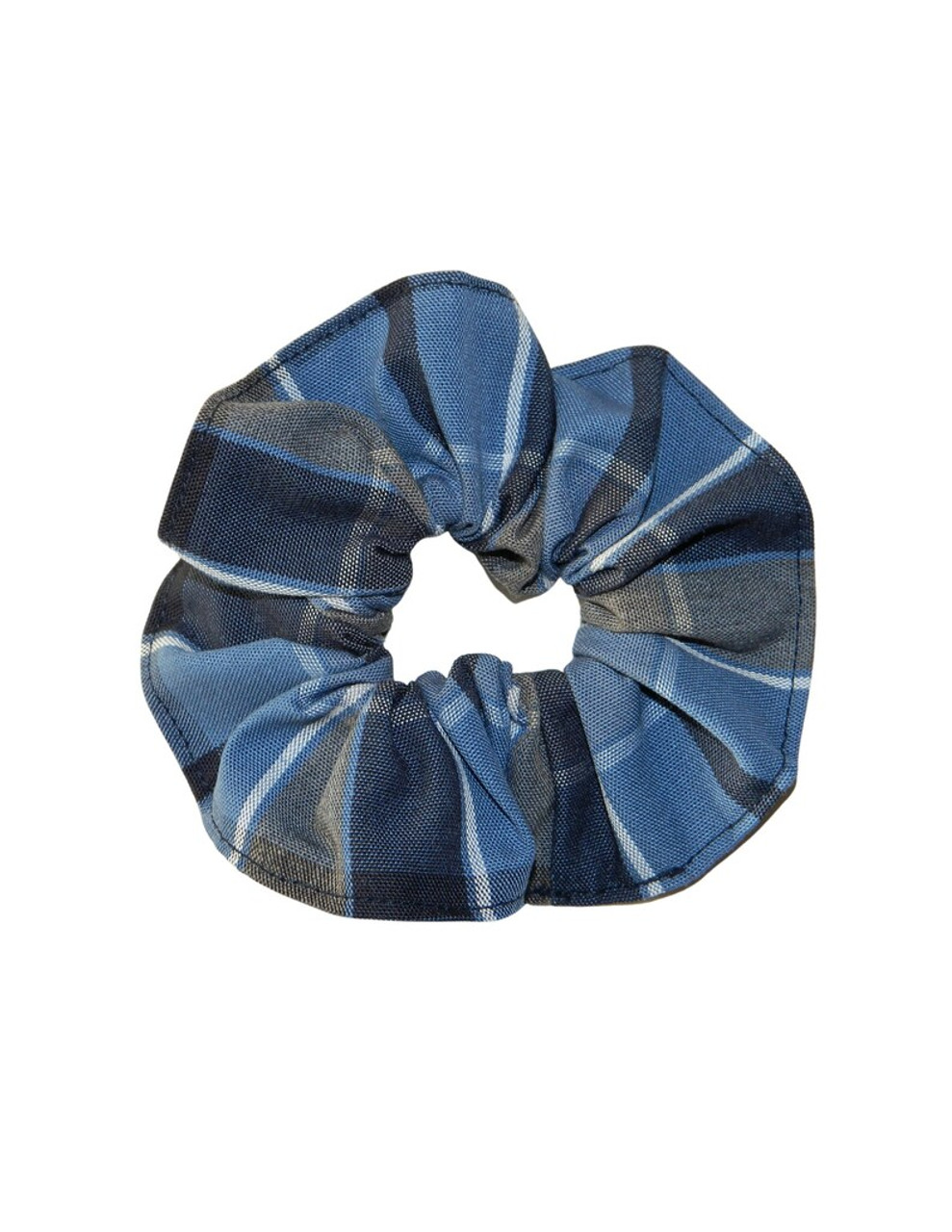 Blue, Gray & Navy Plaid Scrunchie