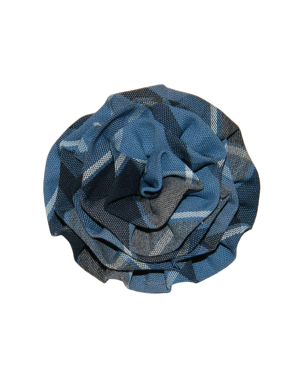 Blue, Gray & Black Plaid Rosette Hair Clip