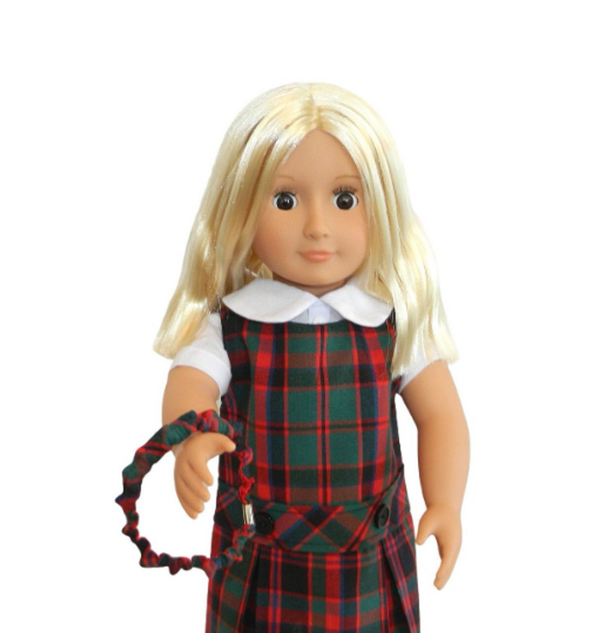 Red, Green & Black Plaid Doll Uniform Set