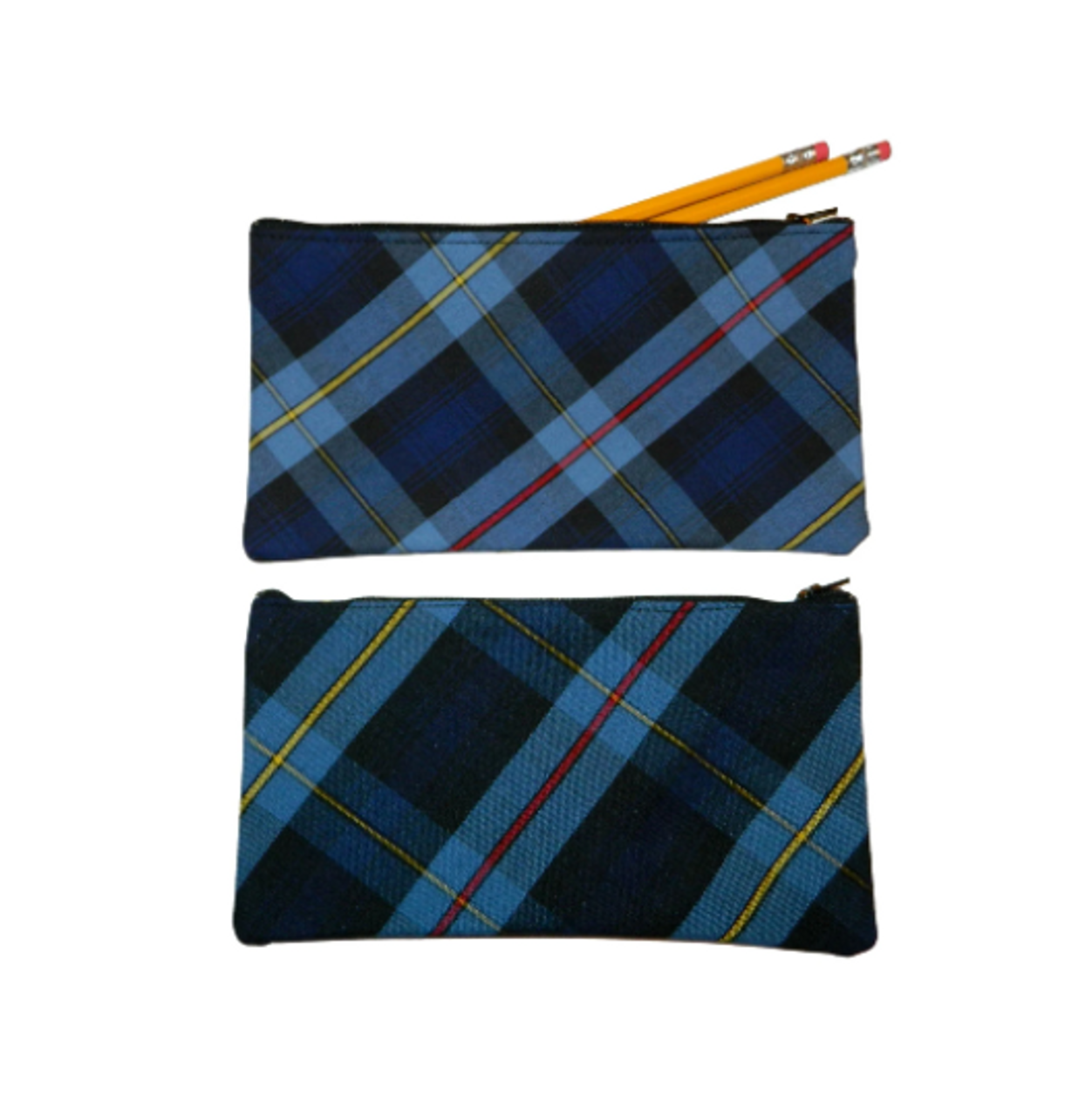 Navy, Red & Yellow Plaid Pencil Case