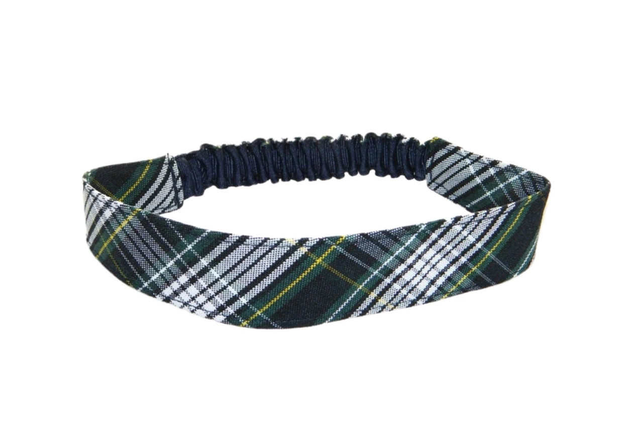 Forest, Navy, White & Yellow Plaid Elastic Headband