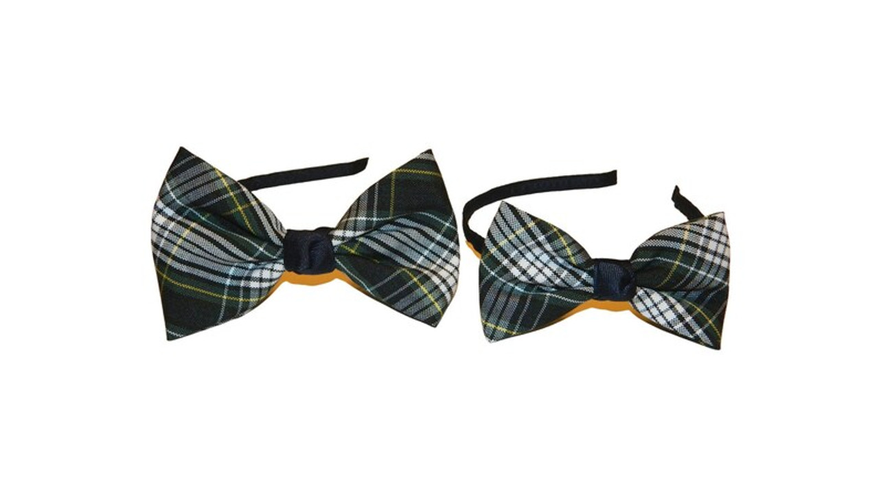 Forest, Navy, White & Yellow Plaid Bow Headband