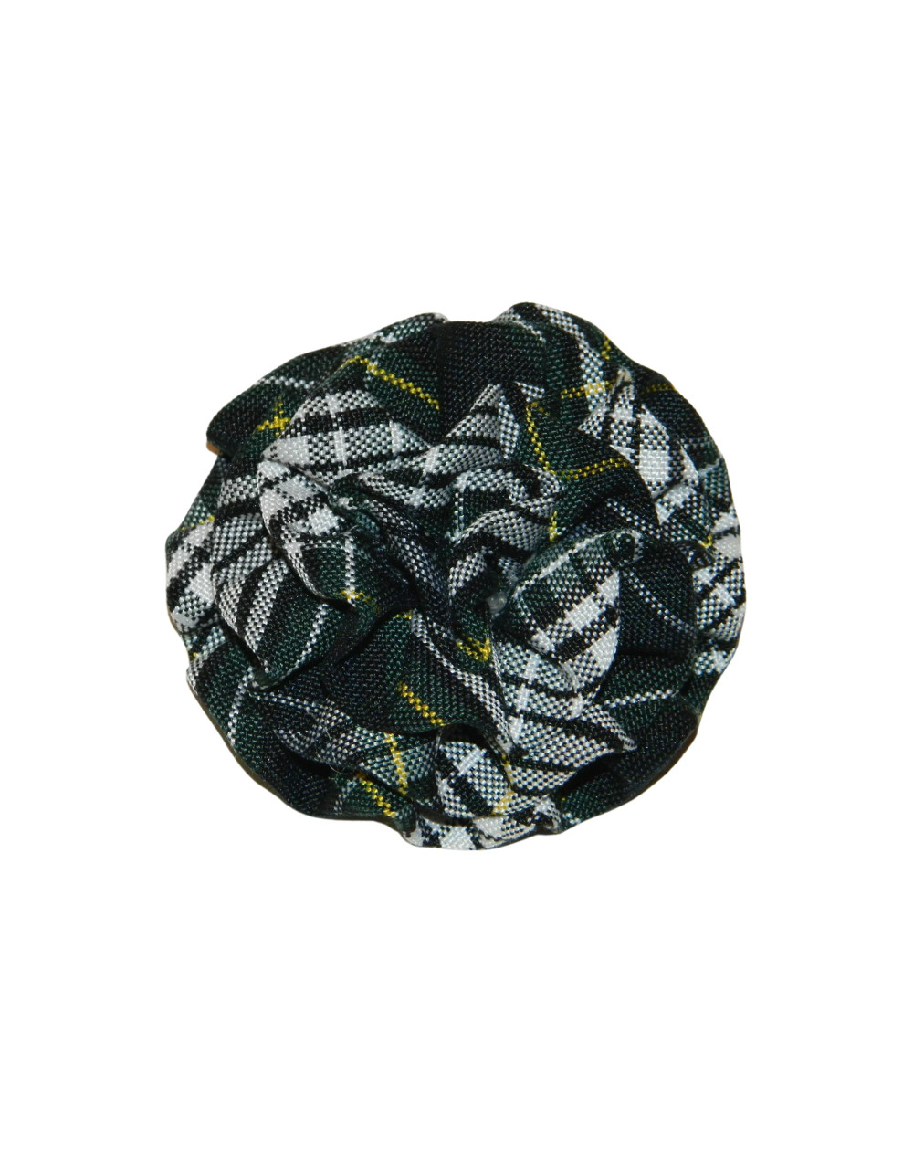 Forest, Navy, White, & Yellow Plaid Rosette Hair Clip