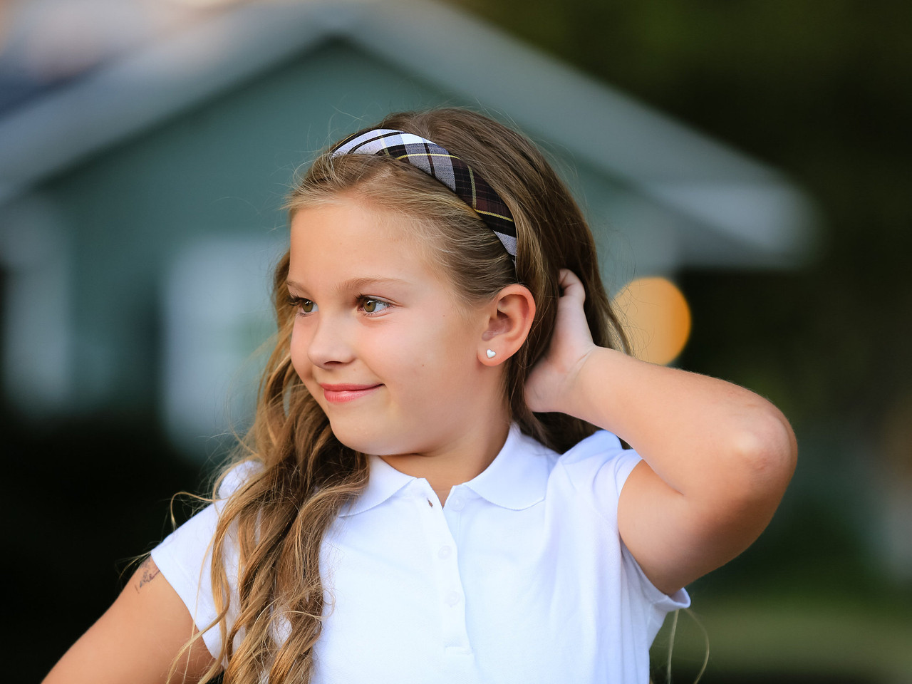 Brown, Black, Gold & White Plaid Headband