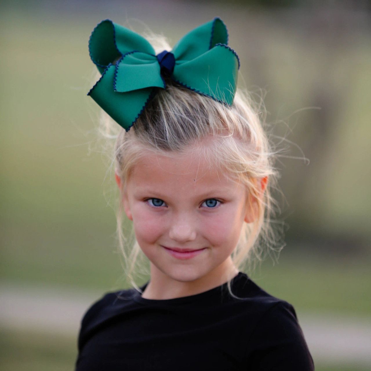 Forest Green & Navy XL Moonstitch Hair Bow