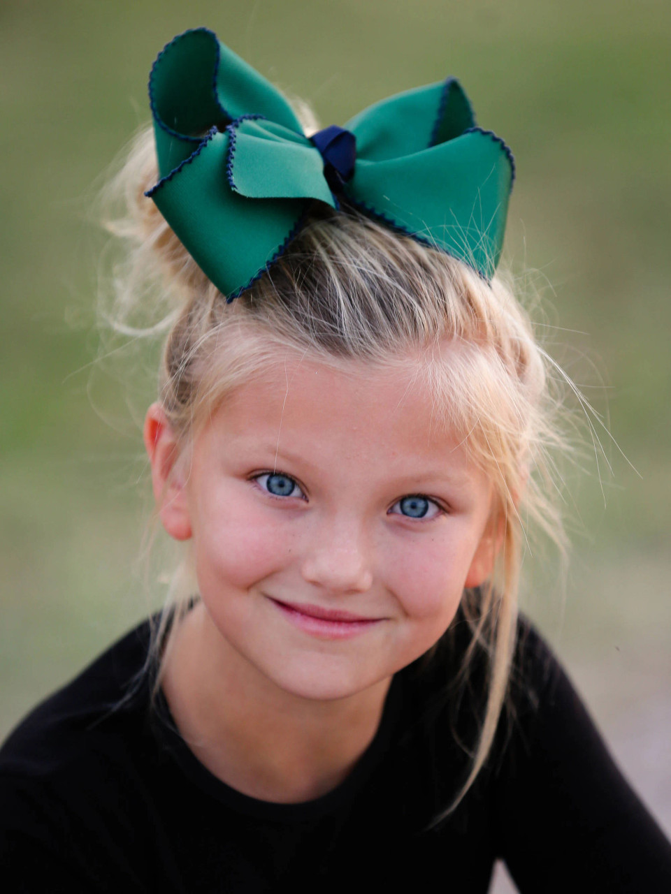 Forest Green & Navy XL Moonstitch Hair Bow