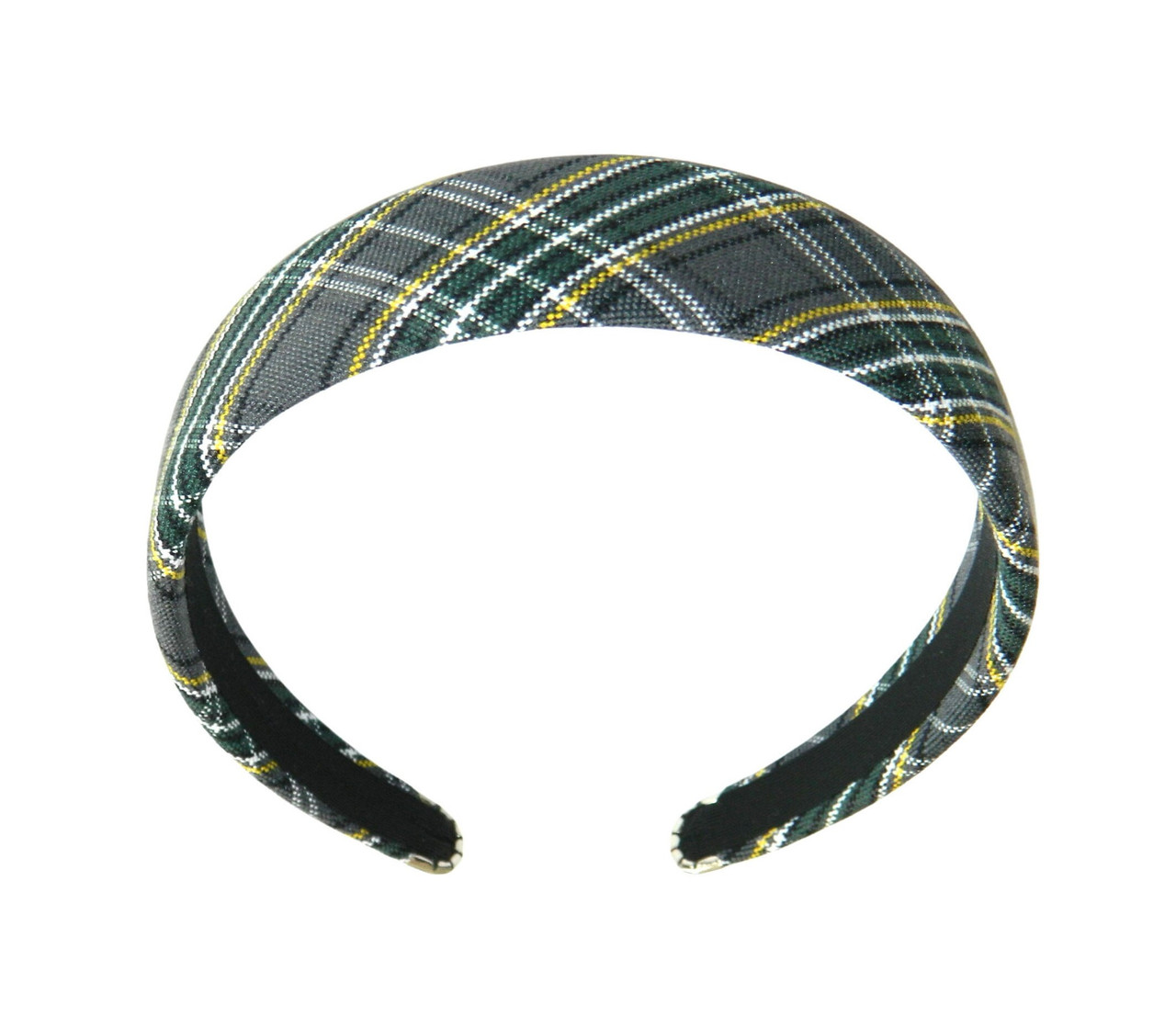 Gray, Hunter Green & Yellow Gold Plaid 1.5" Headband