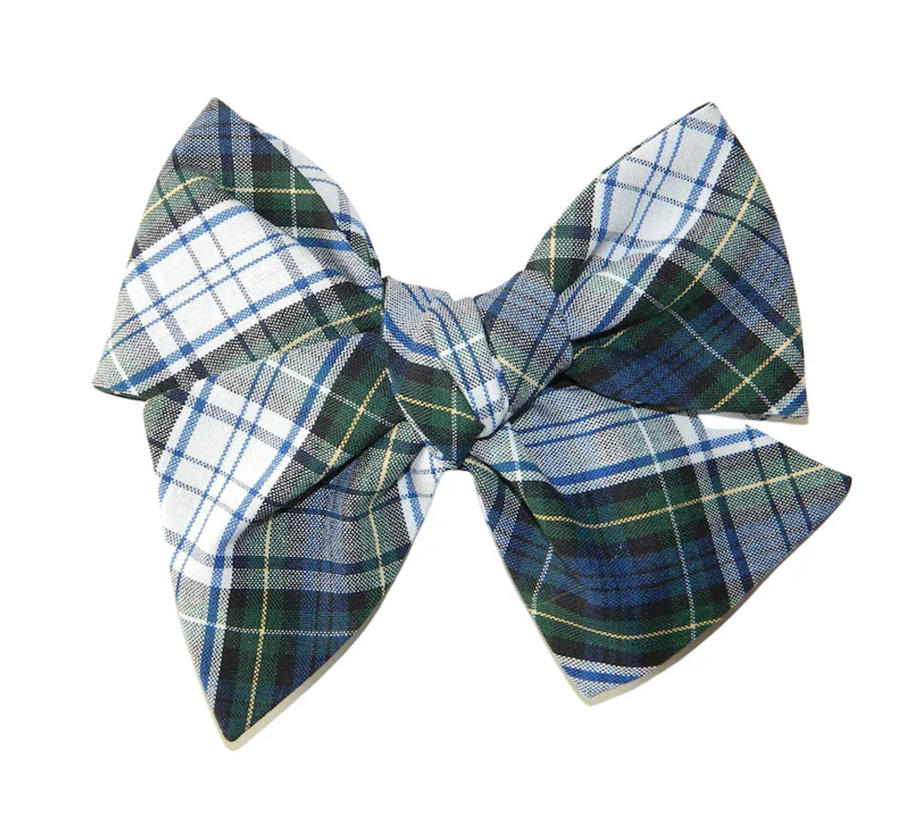 Navy, White & Green Plaid Butterfly Bow