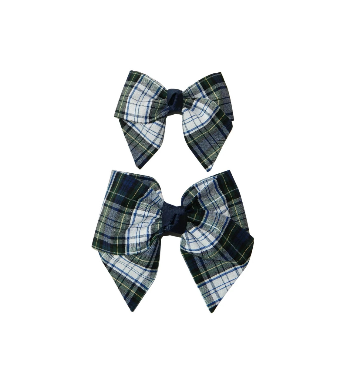 Navy, White & Green Plaid Hair Bow