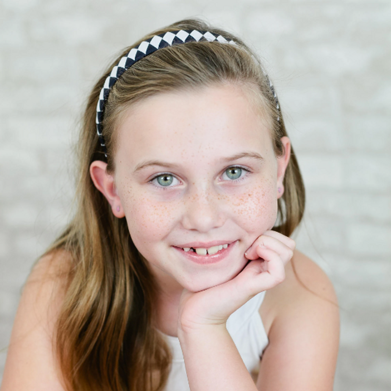 Navy & White Diamond Woven Headband