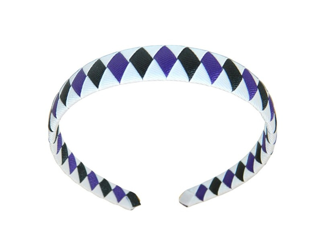 Purple, White & Black Diamond Woven Headband