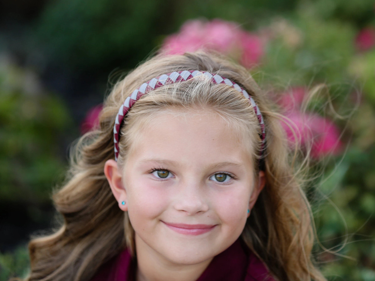 Burgundy & Gray Diamond Woven Headband