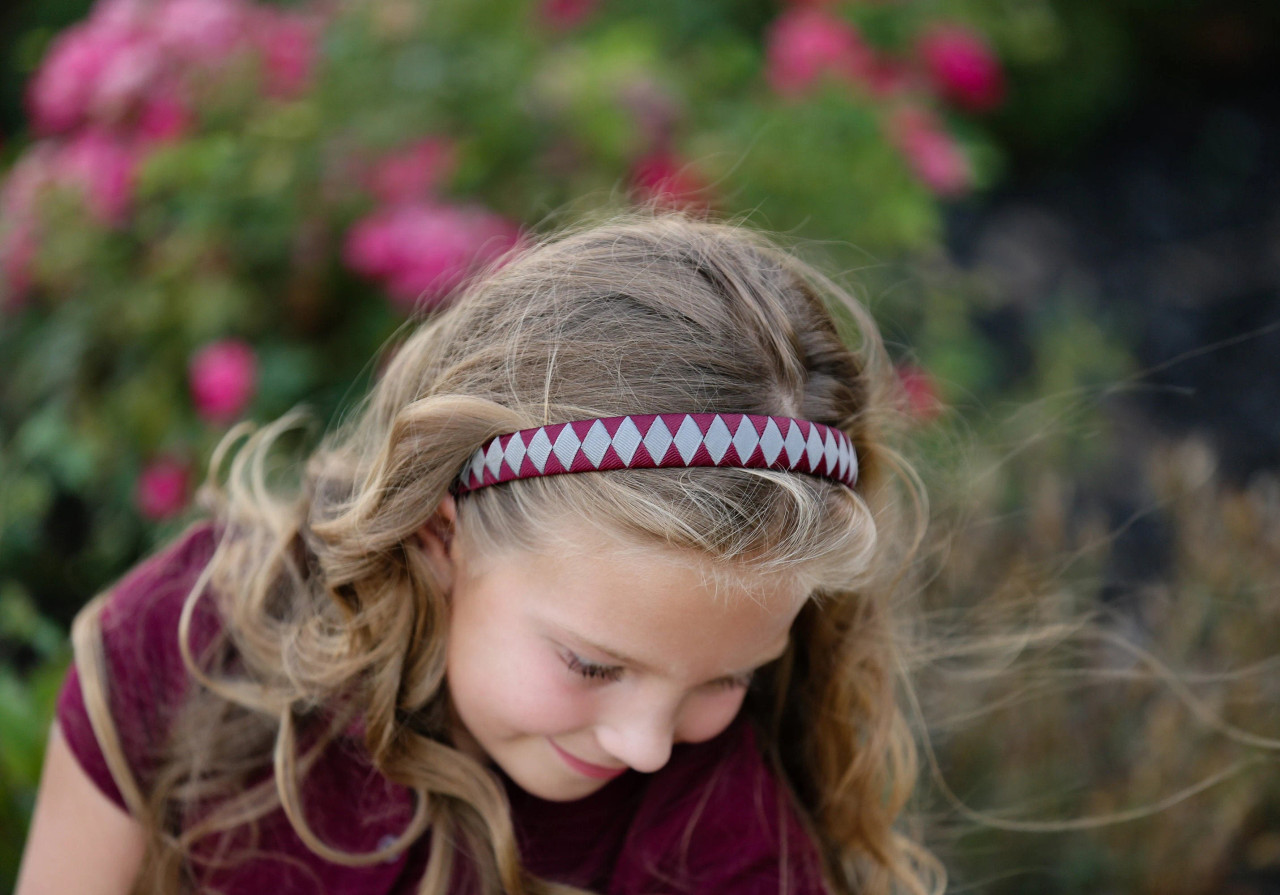 Burgundy & Gray Diamond Woven Headband