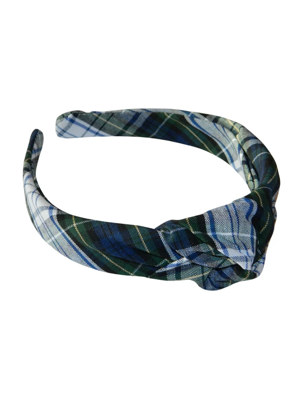 Navy, White & Green Plaid Top Knot Headband