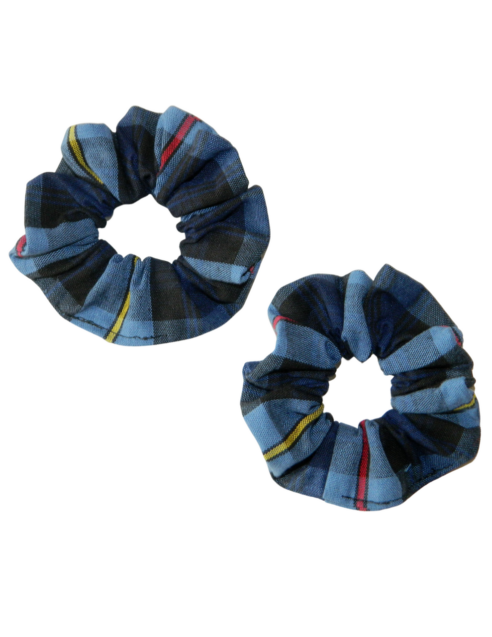 Navy, Red & Yellow Plaid Pigtail Scrunchies