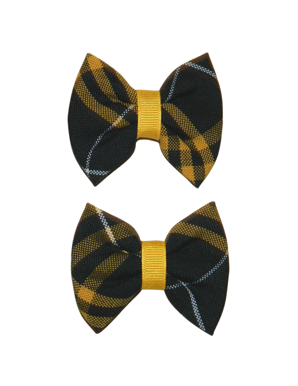 Black & Gold Plaid Pigtail Bows