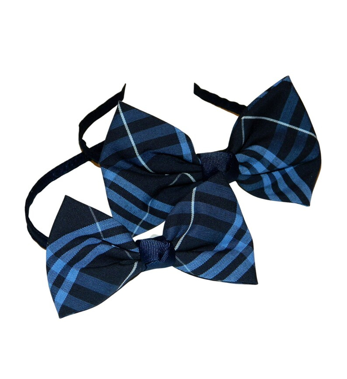 Navy & Blue 3D Plaid Bow Headband