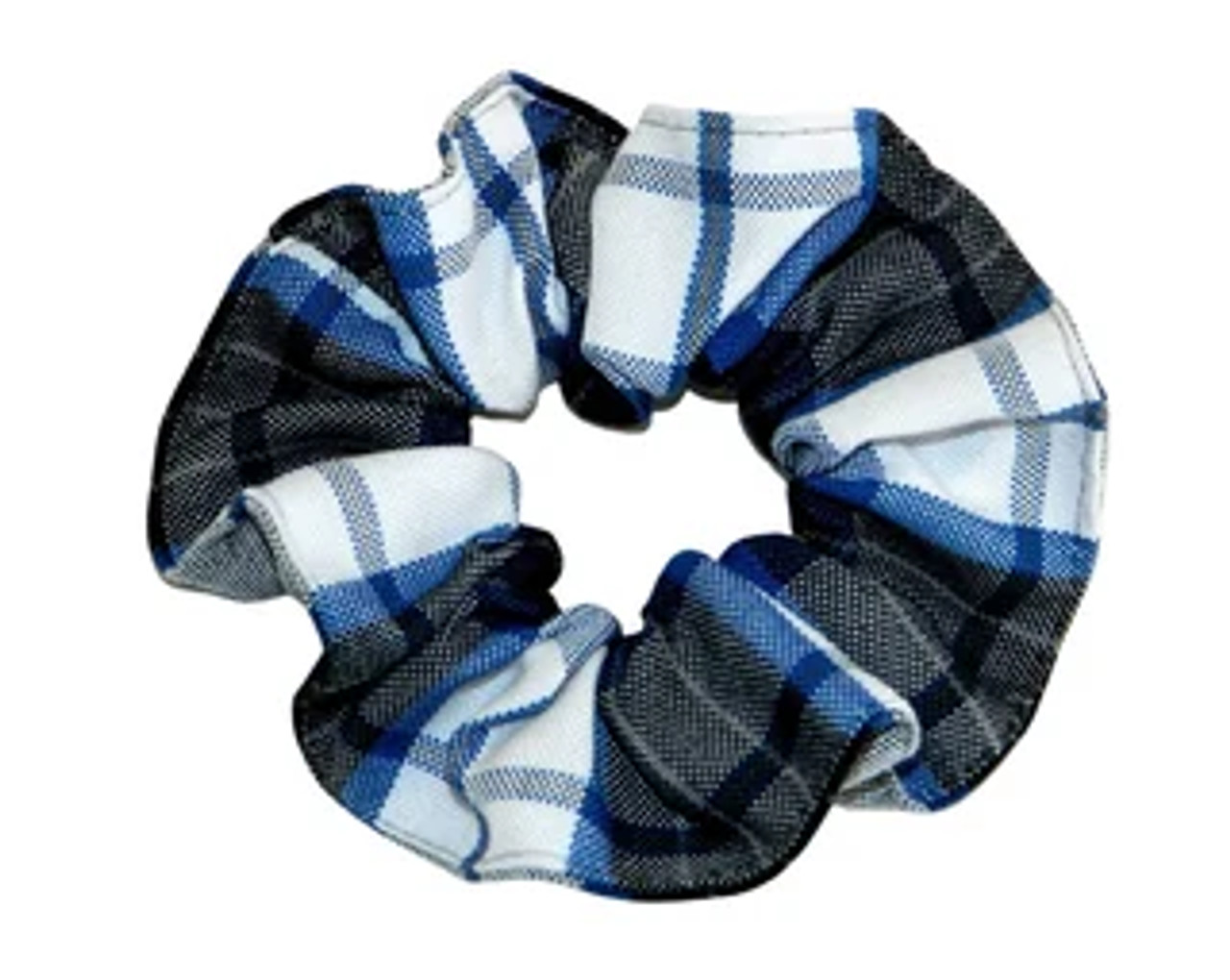 Blue, Black & White 578 Plaid Scrunchie