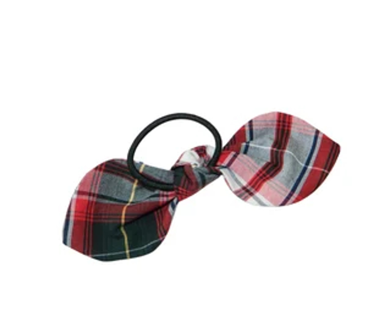 Hunter Green, White & Red Plaid Hair Tie