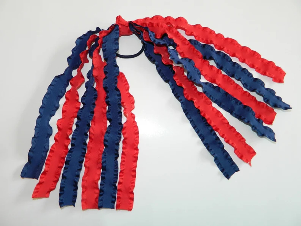 Navy & Red Ruffle Ponytail Holder