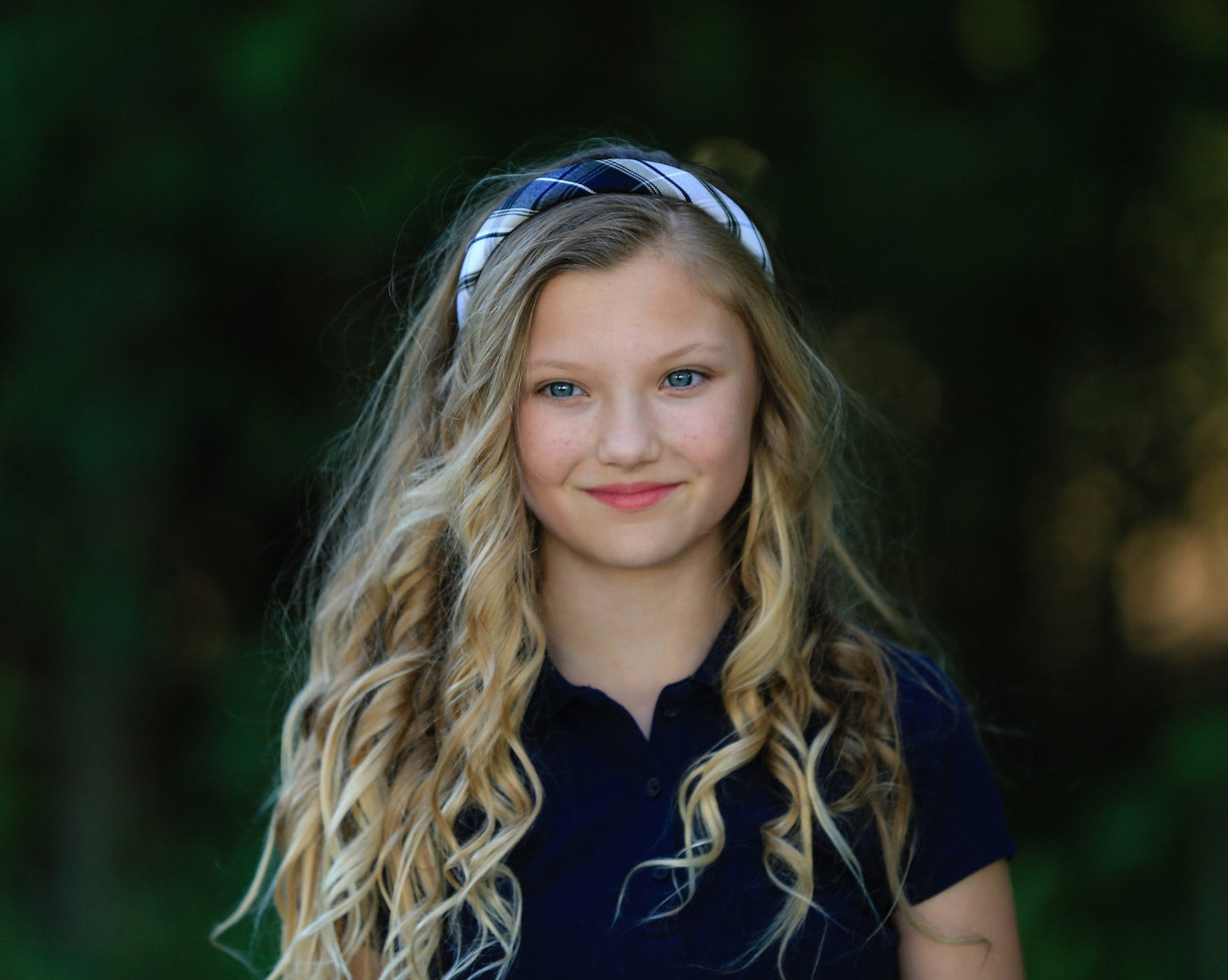 Navy & Khaki Plaid Headband