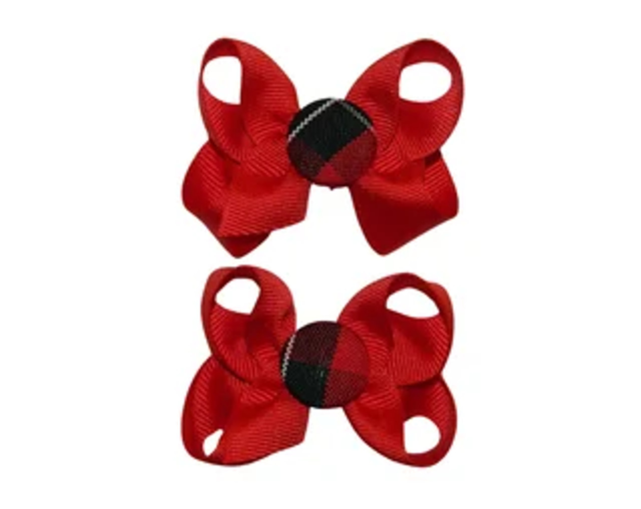 Red & Black Plaid 70 Pigtail Bows