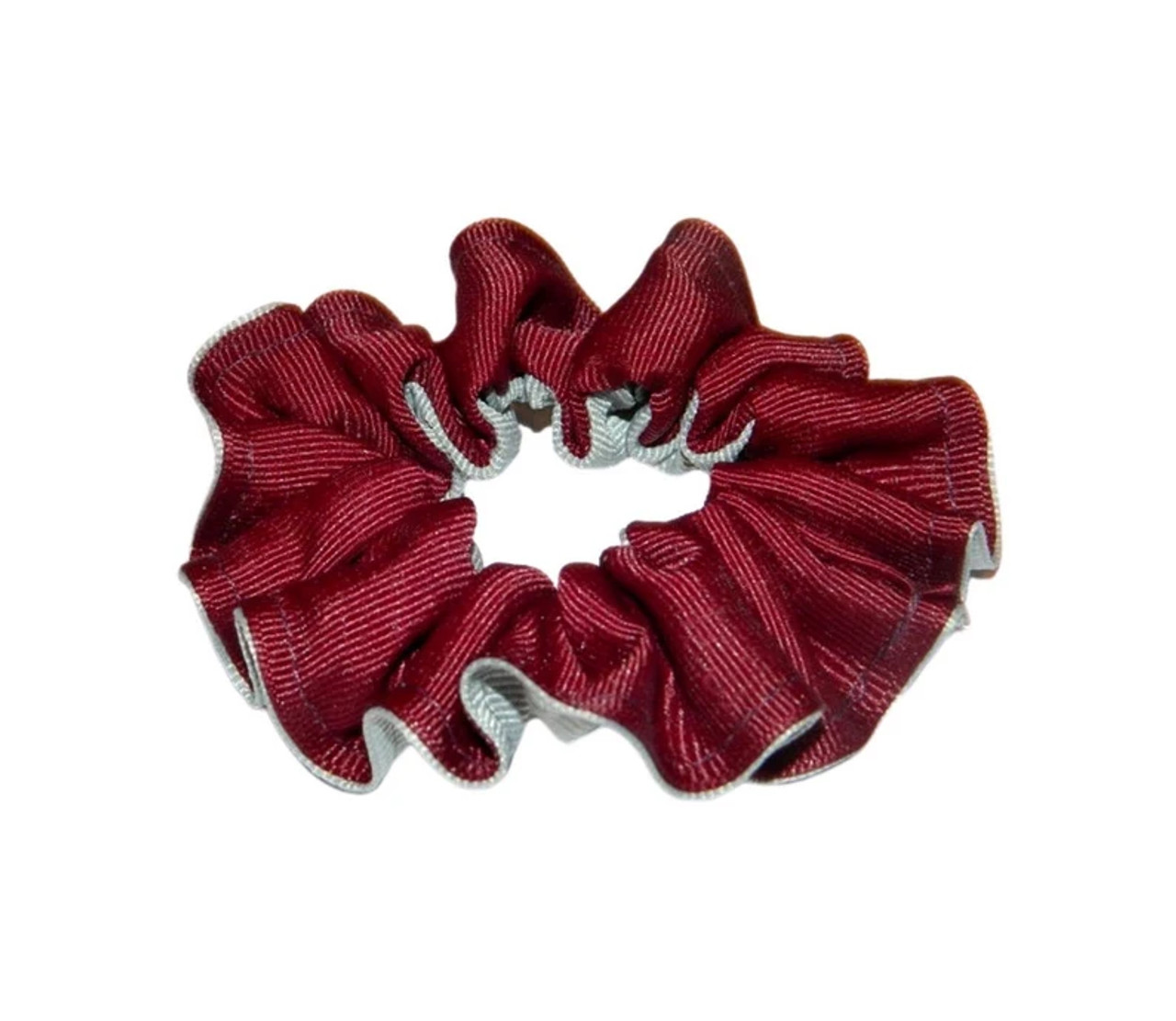 Burgundy & Gray Ribbon Hair Scrunchie