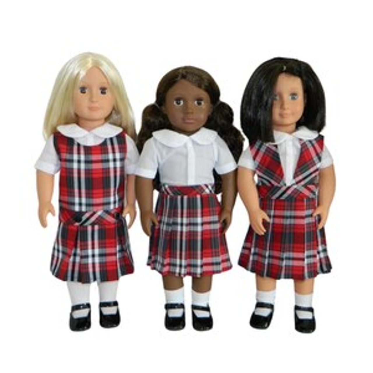 Red, White & Gray Plaid 69 Doll Uniform Set