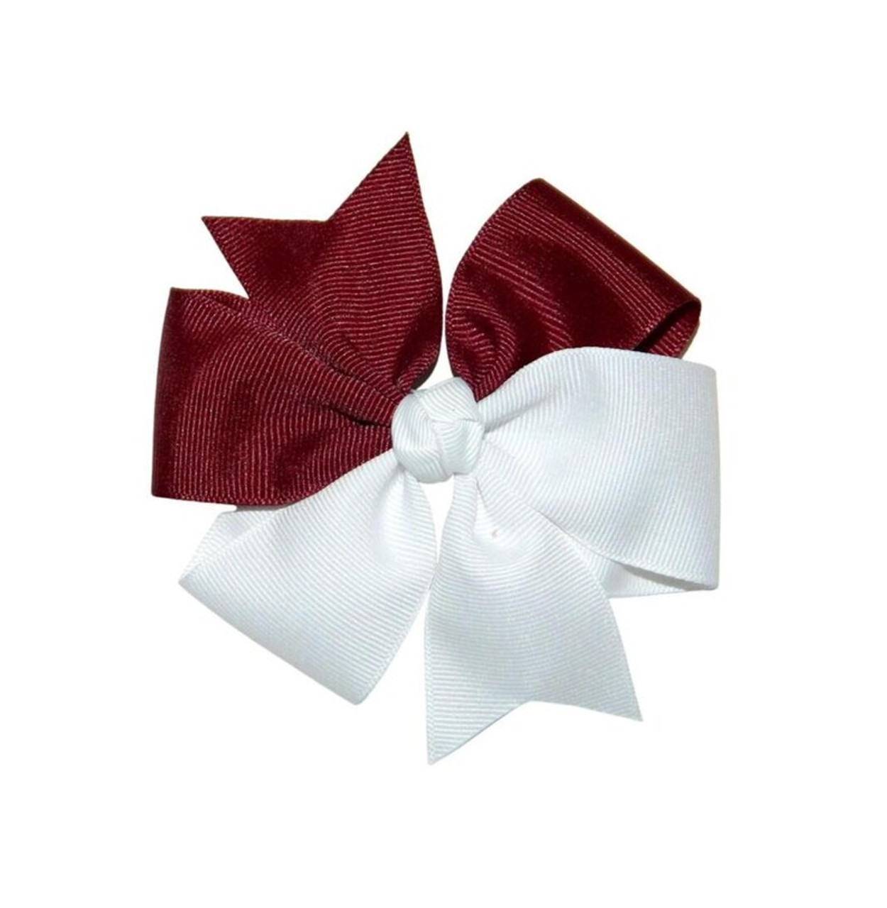 Burgundy & White Split Pinwheel Hair Bow