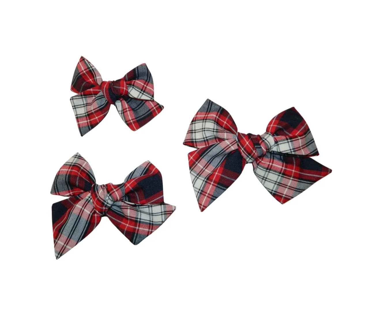 Red, White & Navy Plaid 72  Butterfly Hair Bow