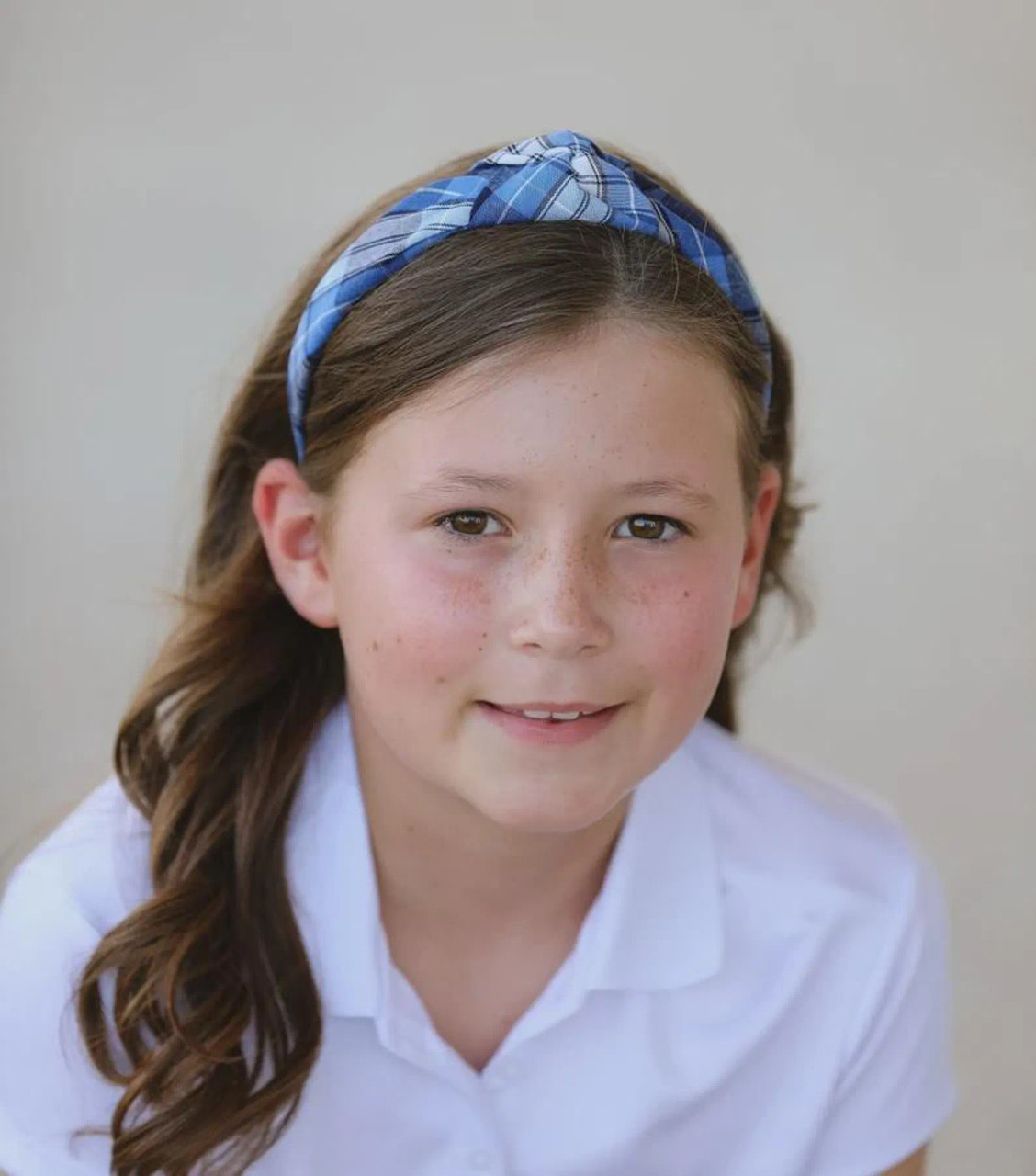 Red, White & Navy Plaid 72 Top Knot 1.5" Headband