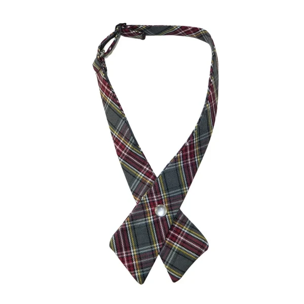 Girl's Burgundy, Gray & Gold Plaid 43 Neck Tie