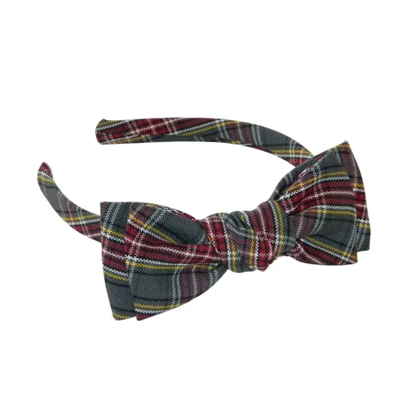Burgundy, Gray & Gold Plaid 43 Lena Headband