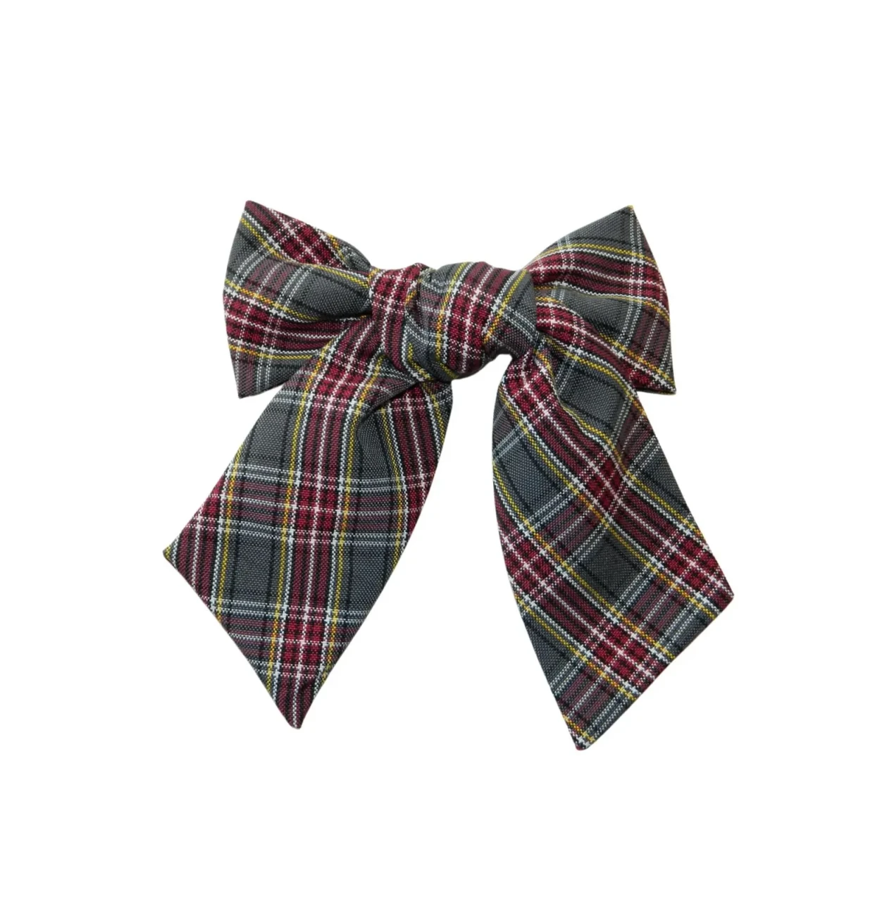 Burgundy, Gray & Gold Plaid 43 Shanna Bow