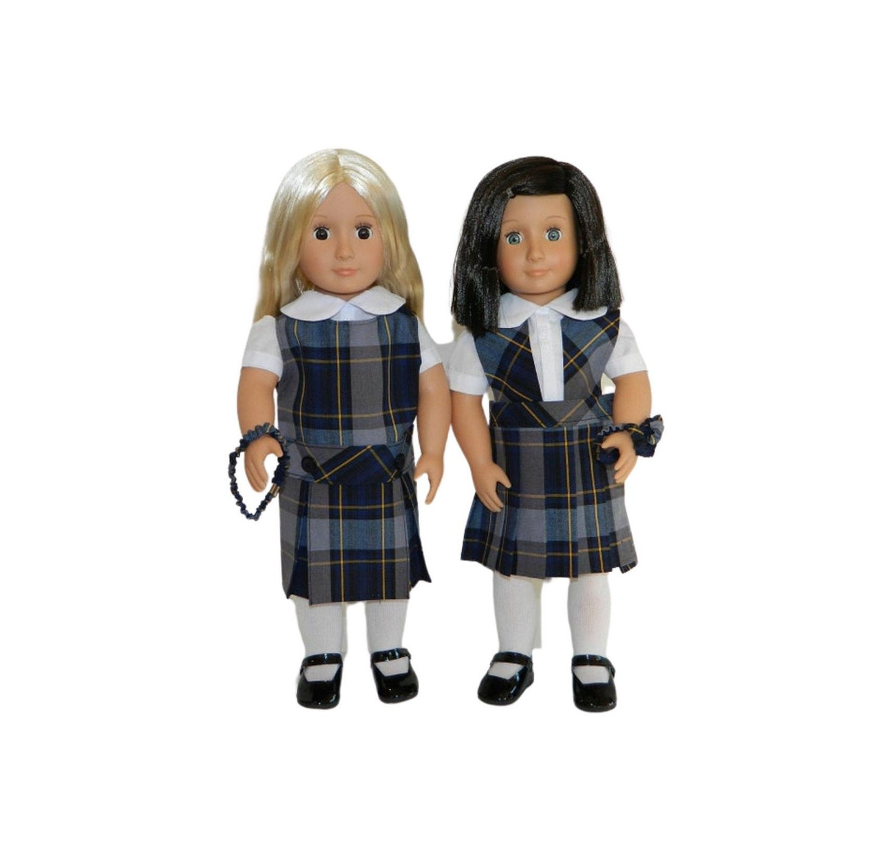 Gray, Navy & Yellow Plaid Doll Uniform Set