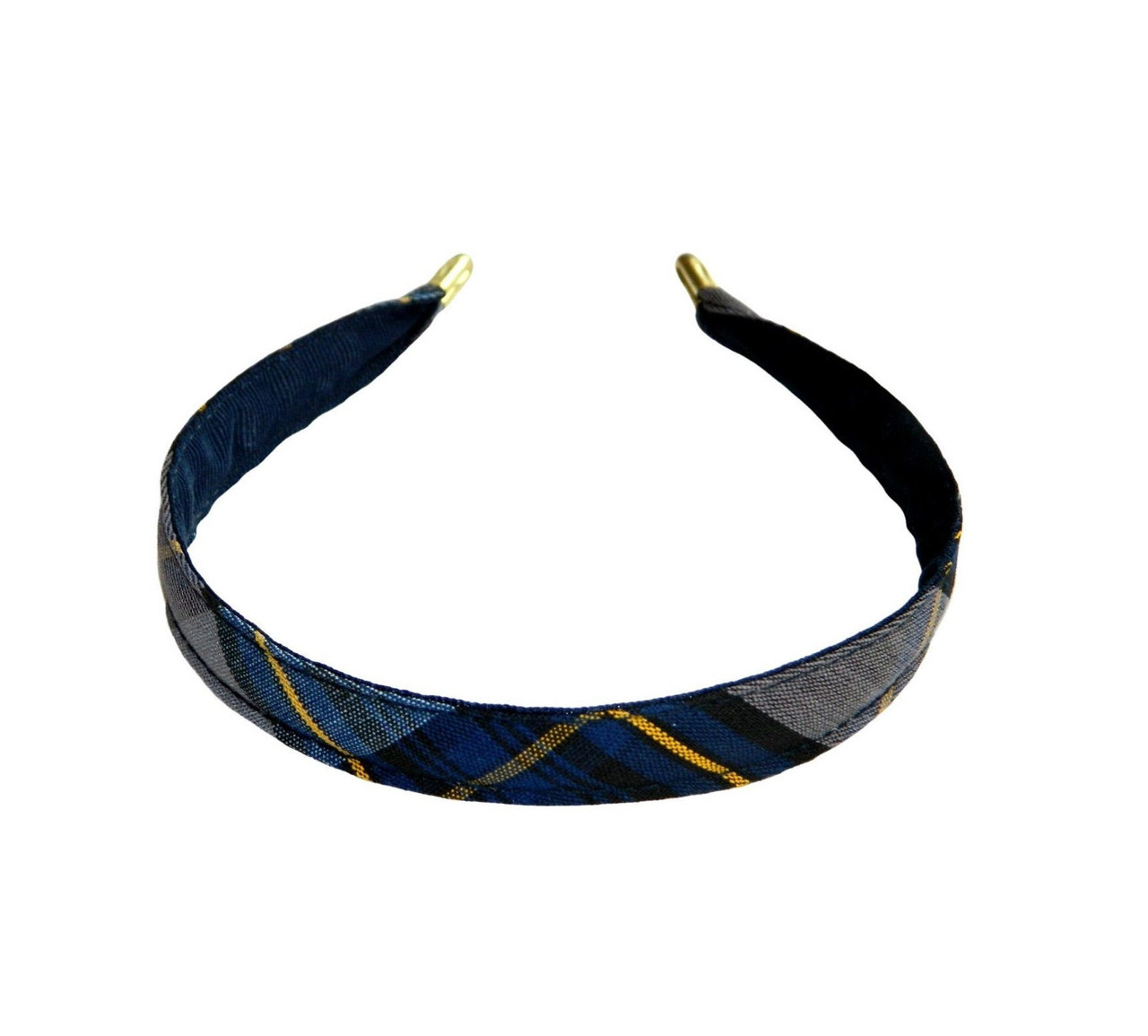 Gray, Navy & Yellow Plaid Thin Headband