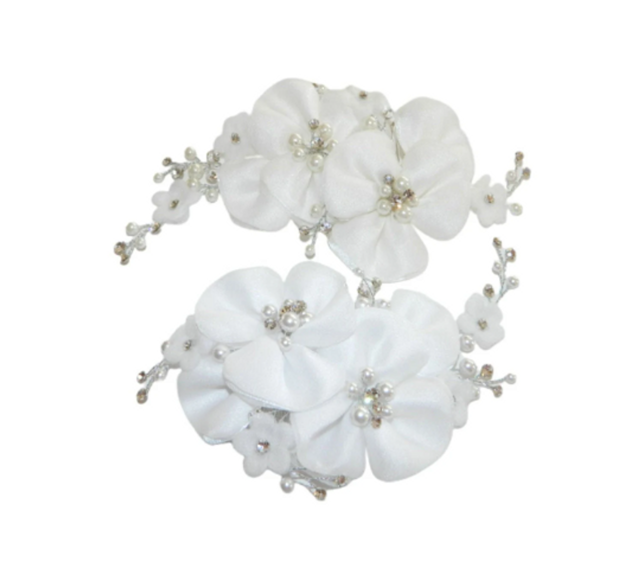 Light Ivory or White Organza & Satin Floral Hair Comb