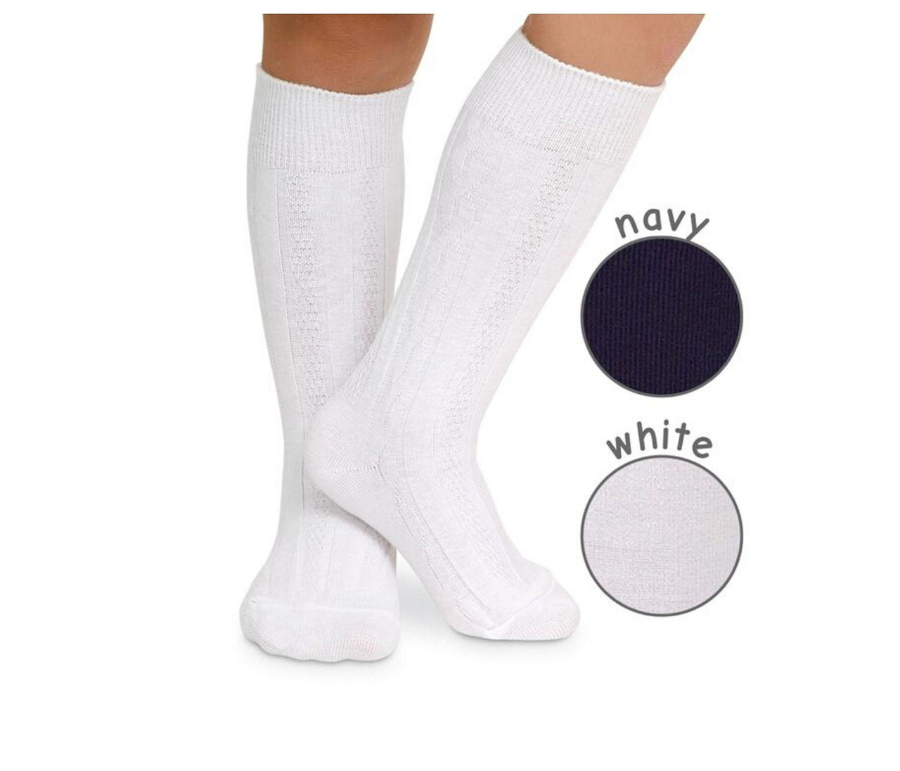 Boy&#39;s White or Navy Cable Knee High Socks - Boy&#39;s Knee Highs, White Knee Highs, Boy&#39;s Dress Socks, Boy&#39;s Navy Knee Highs, Boy&#39;s White Socks
