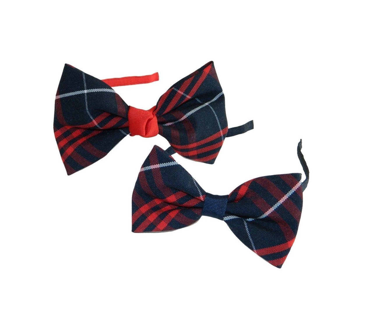 Navy & Red Plaid Bow Headband