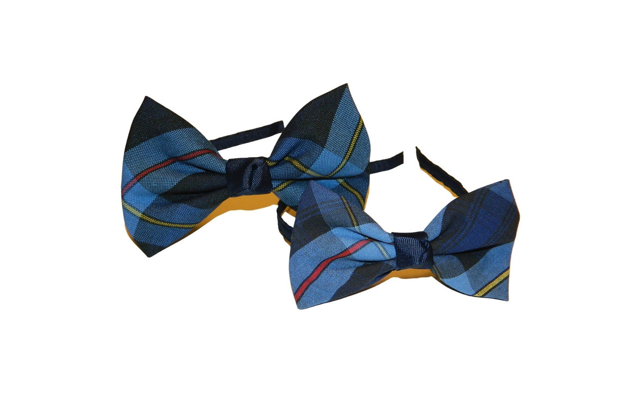 Navy, Red & Yellow Plaid Bow Headband